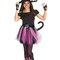 Girls Black Polyester Witch Kitty Costume with Hat and Accessories, Ideal for Costume Parties.